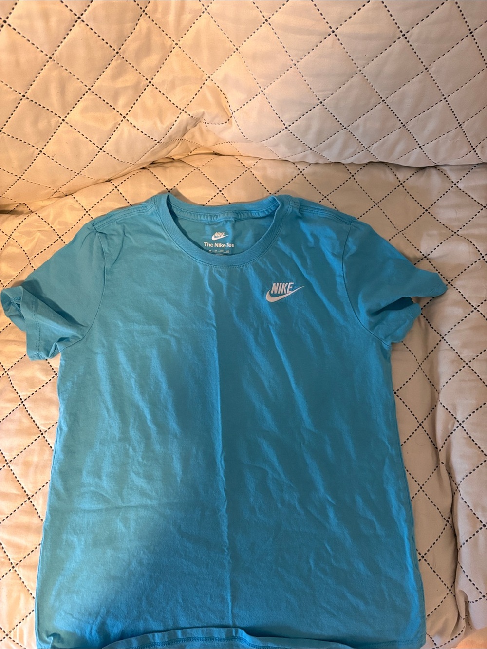 Nike Women's Short-Sleeve Tee in Aqua Blue with White Logo